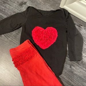 Black and Pink Ruffled Heart Baby Girl Onesie